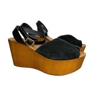 REVOLVE Seychelles Laugh More Wedge Platform Wooden Boho Sandal Suede Italy